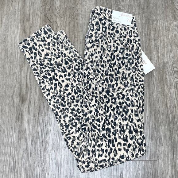 Ella Moss Women's Cream/Black Cheetah Dabs High Rise Skinny Ankle Jeans sz 24 - Picture 1 of 6